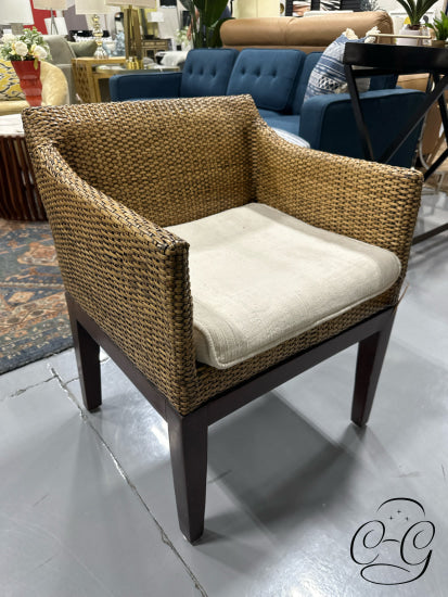 Padma’s Plantation Light Rattan Arm Chair With Cushion