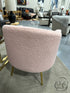 Pink Faux Shearling Barrel Chair W/Gold Finish Metal Legs Accent