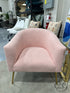 Pink Faux Shearling Barrel Chair W/Gold Finish Metal Legs Accent