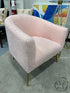 Pink Faux Shearling Barrel Chair W/Gold Finish Metal Legs Accent