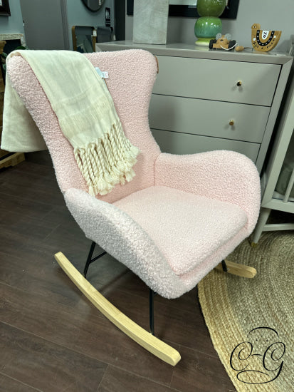 Pink Faux Shearling Rocking Chair