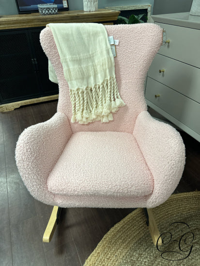 Pink Faux Shearling Rocking Chair