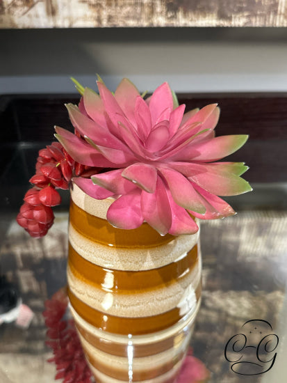 Pumpkin & Cream Pot With Multi Cacti Greenery