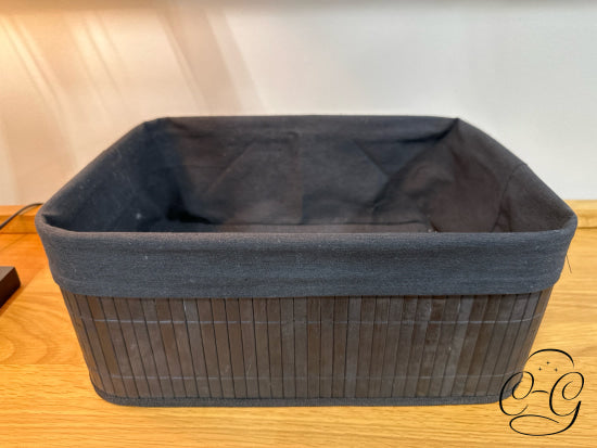 Rectangular Black Basket With Rattan Sides Cloth Insert