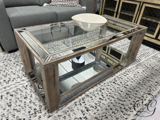 Rectangular Mirrored Coffee Table With Bottom Display Space