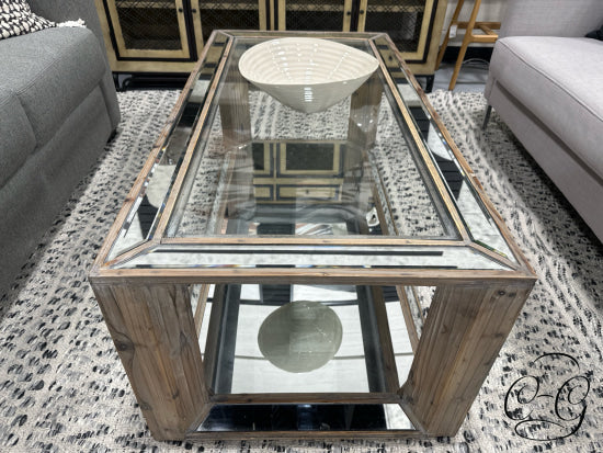 Rectangular Mirrored Coffee Table With Bottom Display Space