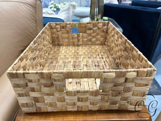 Rectangular Natural Woven Basket Made From Water Hyacinth