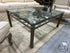 Rectangular Ornate Metal Base Coffee Table With Glass Top