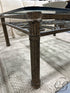 Rectangular Ornate Metal Base Coffee Table With Glass Top