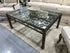 Rectangular Ornate Metal Base Coffee Table With Glass Top