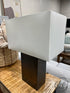 Rectangular Rustic Bronze Metal Base Table Lamp W/Rect. White Shade