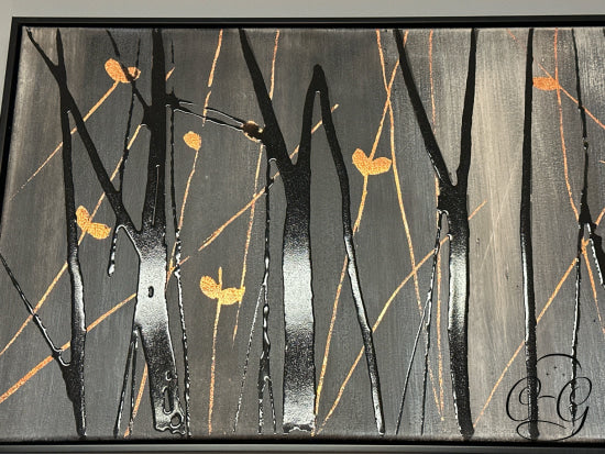 Renwil Grey Black Copper Embellished Abstract Rect. Canvas Artwork