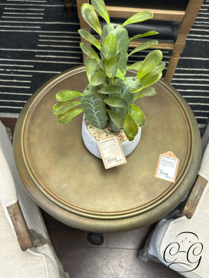 Restoration Hardware Round French Brass Accent Table W/Wrought Iron Base