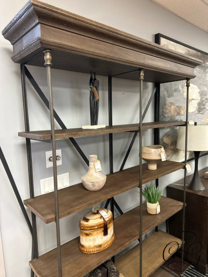 Restoration Hardware Weathered Oak Parisian 4 Shelf Shelving Unit