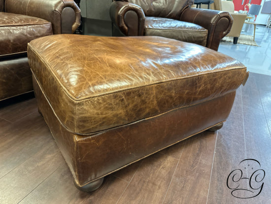 Restoration Hardware Weathered Top Grain Leather Ottoman