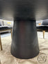 Round Black Dining Table With Ribbed Pedestal Base Only