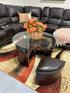 Round Coffee Table With Glass Top 4 Ottoman Base