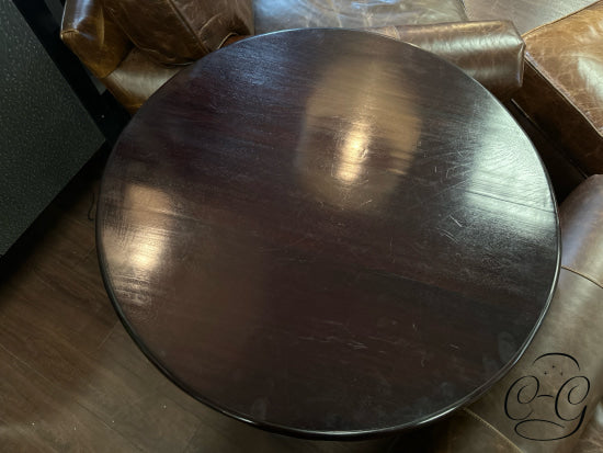 Round Espresso 3 Leg Pedestal Base Accent Table