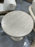 Round Grey Top Accent Table With Interlocking Design Base