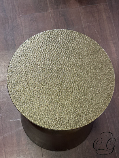 Round Hammered Iron Sculpted Accent Table W/Warm Bronze Lacquer Finish