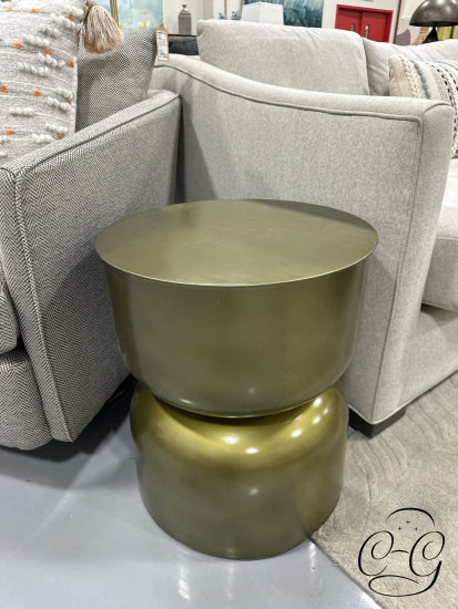 Round Light Green Toned Metal Accent Table Stacked Design