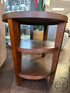 Round Reddish Brown End Table With 2 Open Shelves