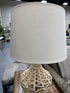 Round Rope Base Table Lamp With Natural Wood Bottom Cream Shade