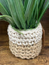 Round Rope/Rattan Pot With Artificial Grass Greenery