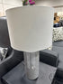 Round Silver & White Diamond Detail Base Shade Table Lamp