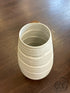 Round White Ceramic Vase With Ribbing Design (Med)