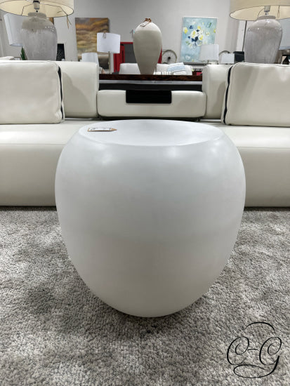 Round White Solid Concrete End Table