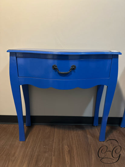 Royal Blue Accent Table W/Drawer Dark Metal Hardware 30x12x30’’ Accent Table