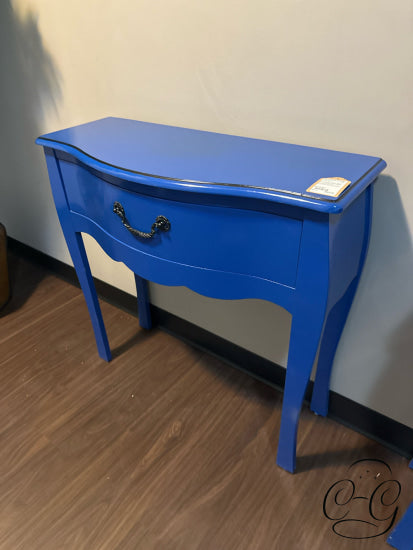 Royal Blue Accent Table W/Drawer Dark Metal Hardware 30x12x30’’ Accent Table