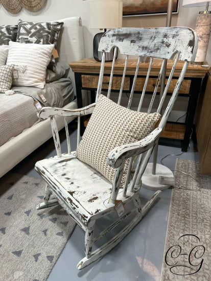 Rustic Weathered White Rocking Chair