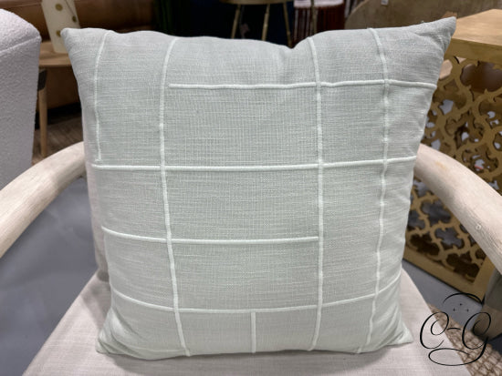 Sea Green With Tonal Line Pattern Stitching Toss Pillow