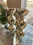 Set Of 2 Chrome Finish Stacked Design Candleholders Home Decor