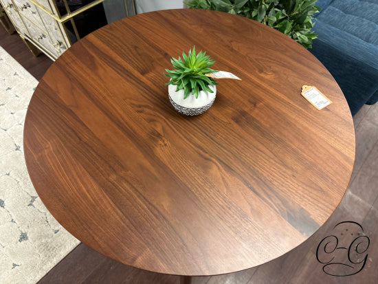 Solid & Laminated Round Rubberwood Walnut Stained Bar Table Table