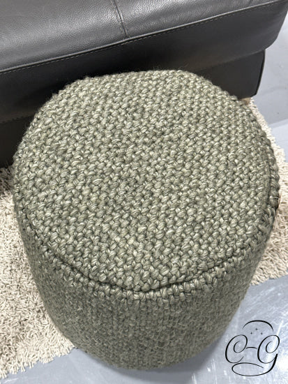 Speckled Green Hand Woven Wool Blend Pouf Ottoman