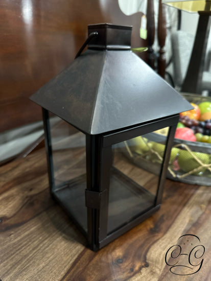 Square Dark Brown Metal Lantern