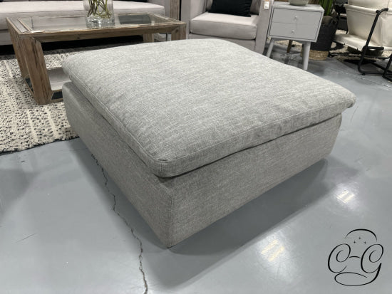 Square Light Grey Ottoman With Full Feather Cushion Top 44x44’’ Ottoman