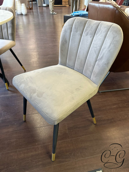 Taupe Velvet Like Fabric Dining Chair With Dk Legs Gold Tips