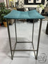 Trica Furniture Turquoise Fabric Backless Counter Stool W/Pewter Metal Legs 16x18x29’’ Counter Height Stool