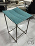 Trica Furniture Turquoise Fabric Backless Counter Stool W/Pewter Metal Legs 16x18x29’’ Counter Height Stool