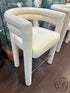 Tubular Shaped Curved Back Cream Fabric Fully Upholstered Counter Stool Height