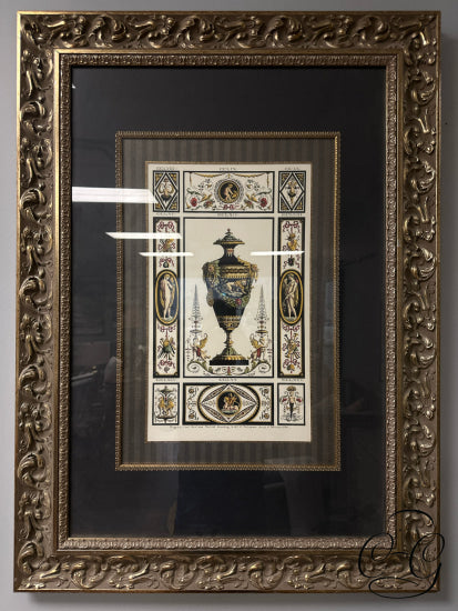 Urn Picture In Ornate Frame With Black Matting