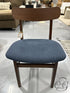 Walnut Dining Chair With Navy Blue Fabric Slightly Curved Back