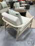 Washed White Wood Framed Arm Chair With Cream Cushions