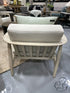 Washed White Wood Framed Arm Chair With Cream Cushions