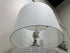 White Ceramic Base Table Lamp With Line Pattern Shade