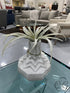 White Ceramic Octagon Vase With Zig Zag Detailing